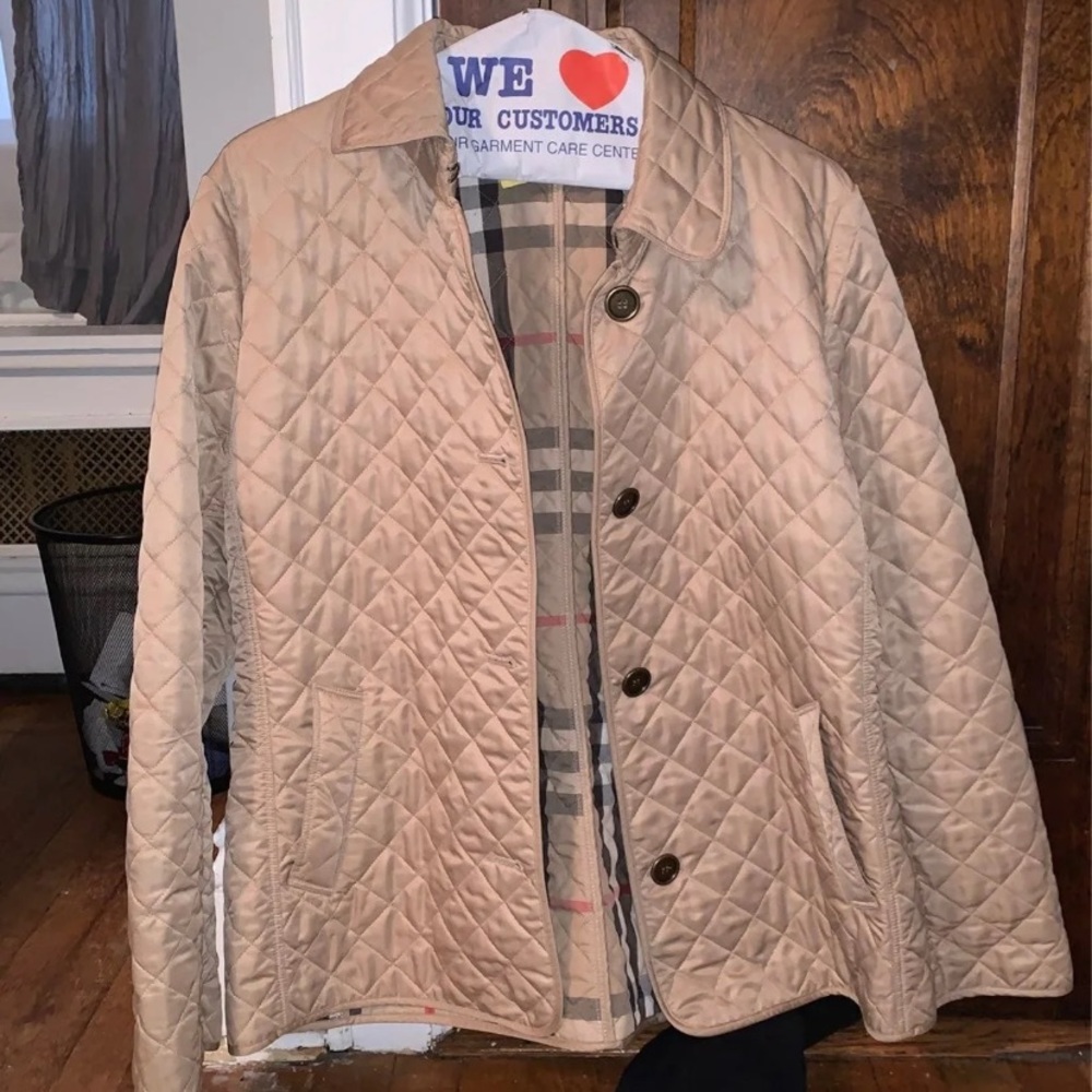 Tan Diamond Quilted Burberry Jacket
